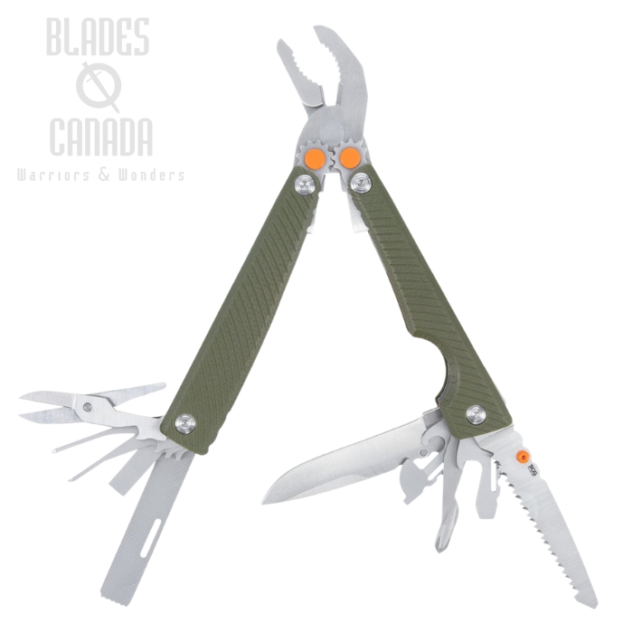 SOG Tellus Multitool, Cryo 440 Steel, G10 OD Green, 29-06-01-41