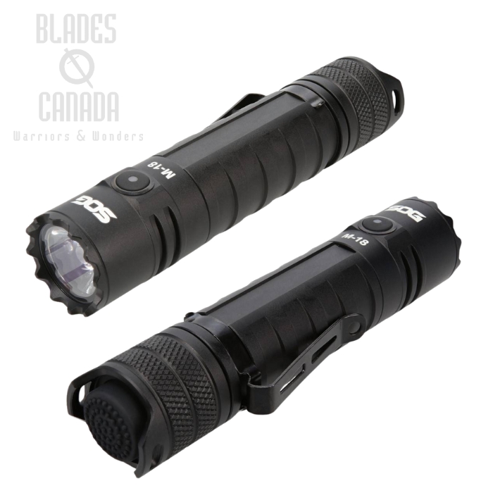 SOG M-18 Flashlight, Aluminum Black - 1900 Lumens, SOG-59-65-04-57 SOG M-18 Flashlight, Aluminum Black - 1900 Lumens, SOG-59-65-04-57