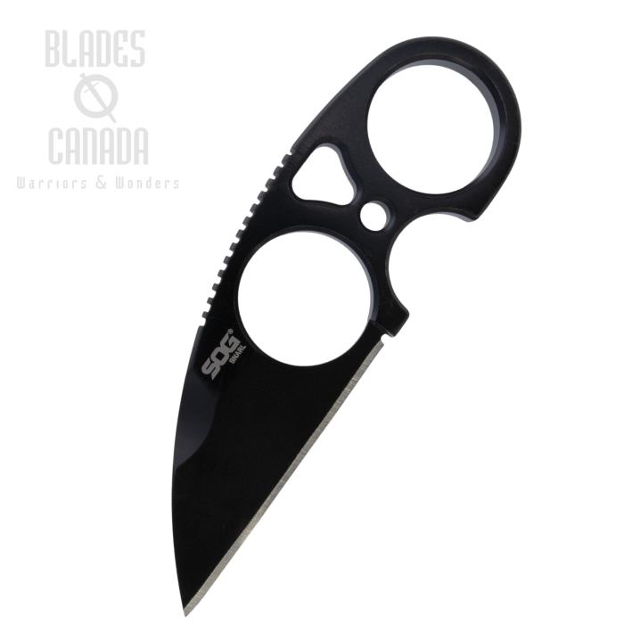SOG Snarl Fixed Blade Knife, Black Blade, Stainless Black Handle, Nylon Sheath, JB02K