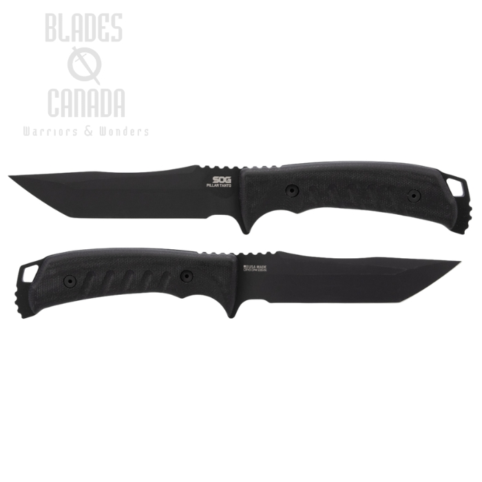 (image for) SOG Pillar Tanto Fixed Blade Knife, S35VN Black, Micarta Black, Kydex Sheath, SOG-UF2001