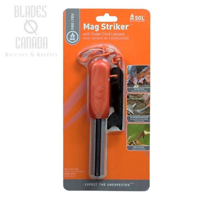 Survive Outdoors Longer SOL Mag Striker w/ Tinder Cord - Orange
