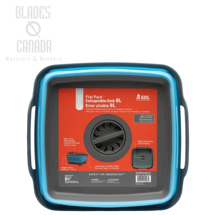 Survive Outdoors Longer SOL Flat Pack Collapsible Sink - 8L