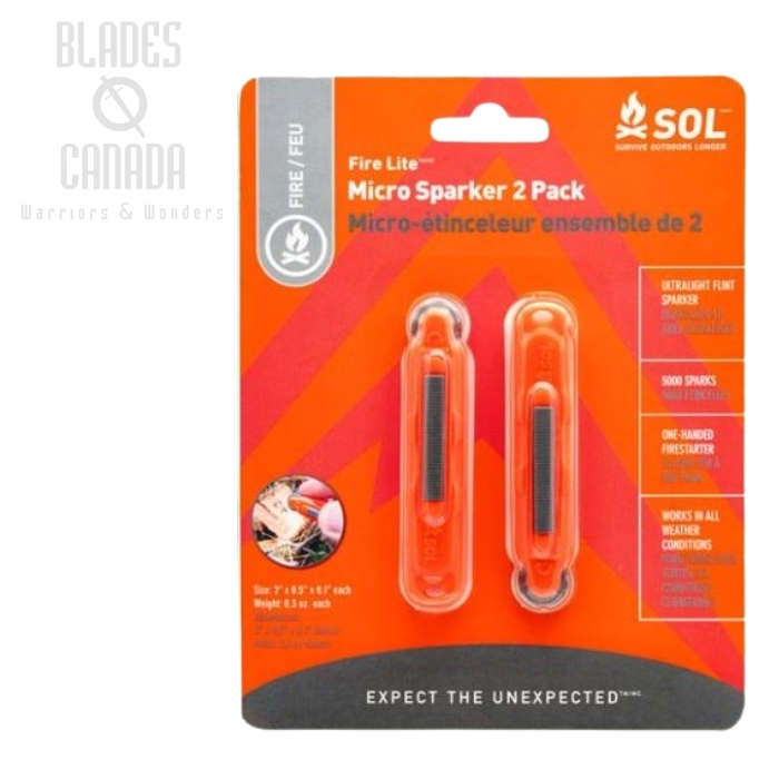 Survive Outdoors Longer SOL Fire Lite Micro Sparker - 2 Pack