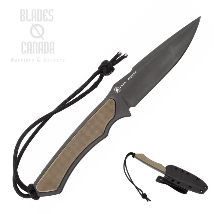 (image for) Spartan Blades Phrike Fixed Blade Knife, CPM MagnaCut Black, G10 Green, Kydex Sheath, SPARTAN-SB17BKGRKYBK