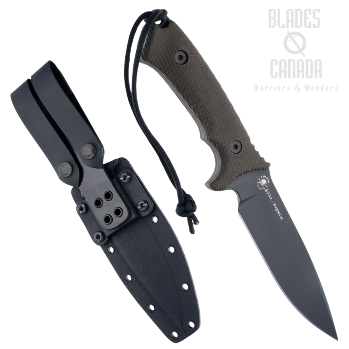 (image for) Spartan Blades Harsey Difensa Fixed Blade Knife, CPM MagnaCut Black, Micarta Green, Kydex Sheath, SB19BKGRKYBK