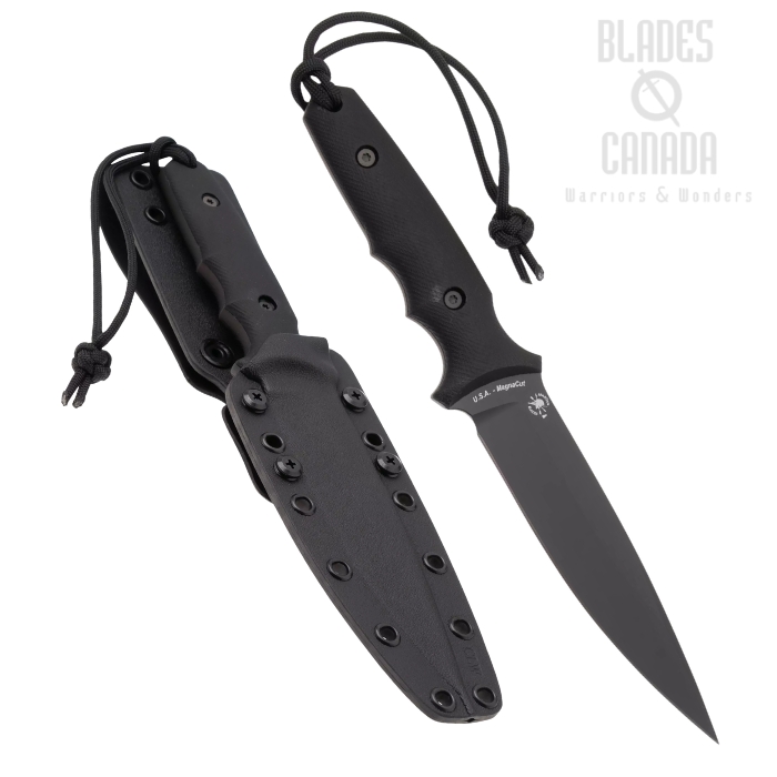 (image for) Spartan Blades Harsey Clandestina Fixed Blade Knife, CPM MagnaCut Black, Micarta Black, Kydex Sheath, SB57BKBKKYBK