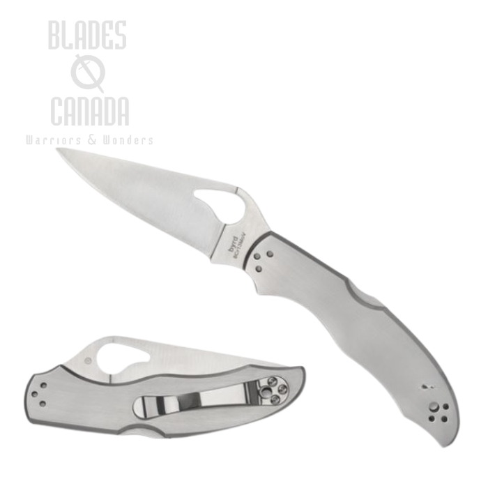 Byrd Harrier 2 Folding Knife, Stainless Handle, by Spyderco, BY01P2