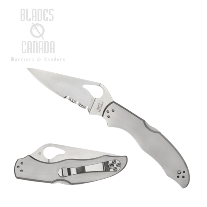 Byrd Harrier 2 Folding Knife, Stainless Handle, by Spyderco, BY01PS2