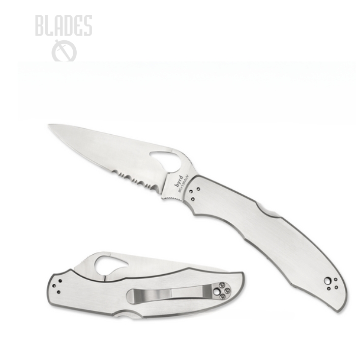 Byrd Cara Cara Gen 2 Folding Knife, Stainless Handle, by Spyderco, BY03PS2