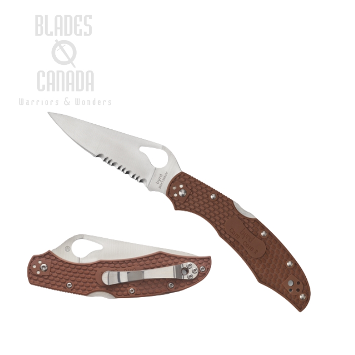 Byrd Cara Cara 2 Folding Knife, FRN Brown, by Spyderco, BY03PSBN2