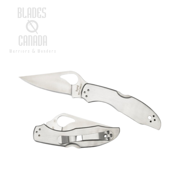 Byrd Meadowlark 2 Folding Knife, Stainless Handle, by Spyderco, BY04P2