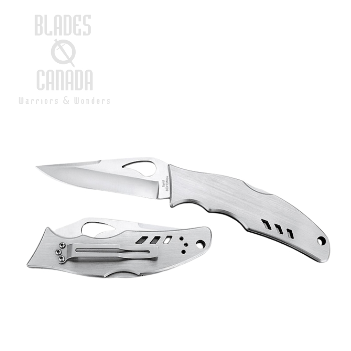 Byrd Flight Folding Knife, Stainless Handle, By Spyderco, BY05P
