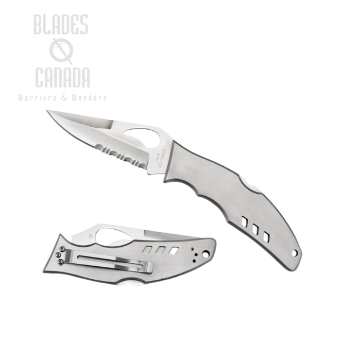 Byrd Flight Folding Knife, Stainless Handle, by Spyderco, BY05PS