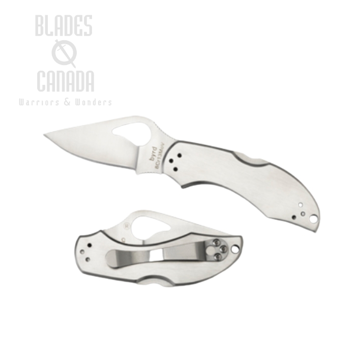 Byrd Robin Gen 2 Folding Knife, Stainless Handle, by Spyderco, BY10P2