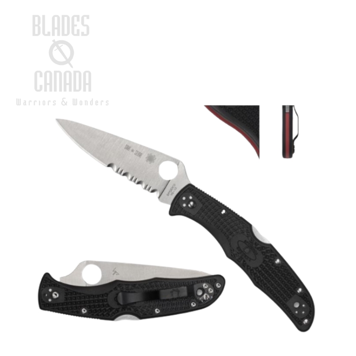 Spyderco Endura 4 Thin Red Line Folding Knife, VG10, FRN Black, C10FPSBKRD