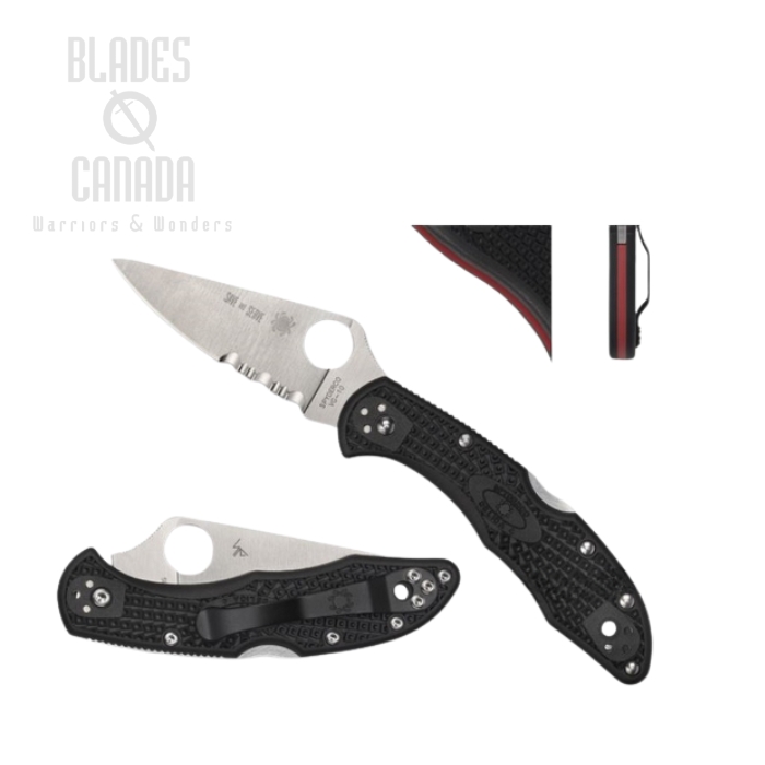 Spyderco Delica 4 Thin Red Line Folding Knife, VG10, FRN Black, C11FPSBKRD