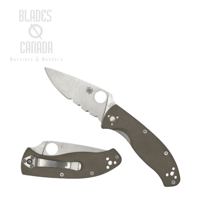 Spyderco Tenacious Folding KNife, CPM M4 Partially Serrated, G10 Brown, C122GBNM4PS