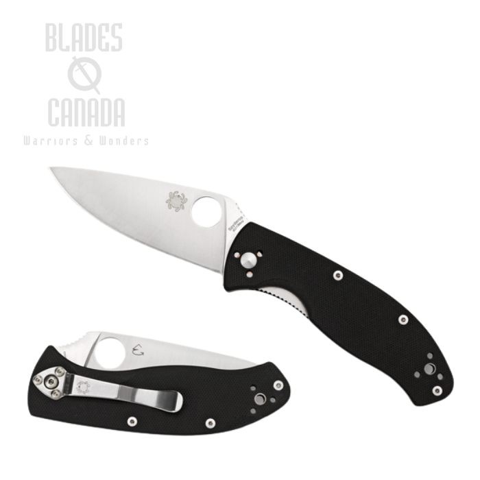 Spyderco Tenacious Folding Knife, Plain Edge, G10 Black, C122GP