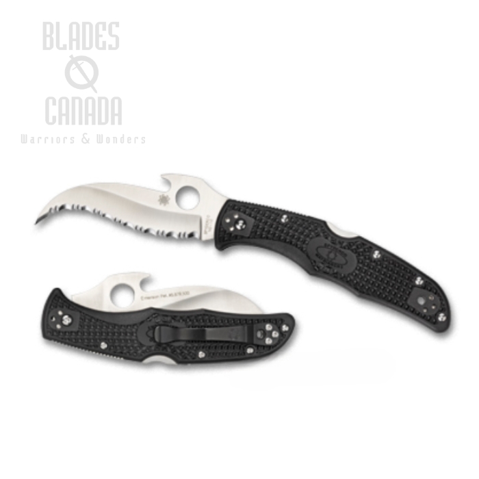 Spyderco Matriarch 2 Emerson Open Folding Knife, VG-10 Serrated, FRN Black, C12SBK2W