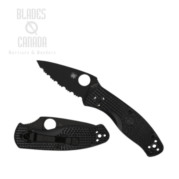 Spyderco Persistence Lightweight Folding Knife, Black Serrated Blade, FRN Black, C136SBBK