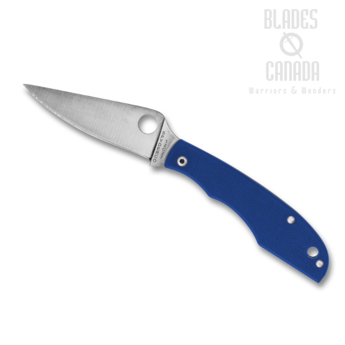 Spyderco Grasshopper Slipjoint Folding Knife, 12C27 Satin, G10 Blue, C138GBLP