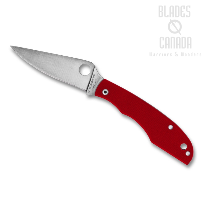 Spyderco Grasshopper Slipjoint Folding Knife, 12C27N Satin, G10 Red, C138GRDP