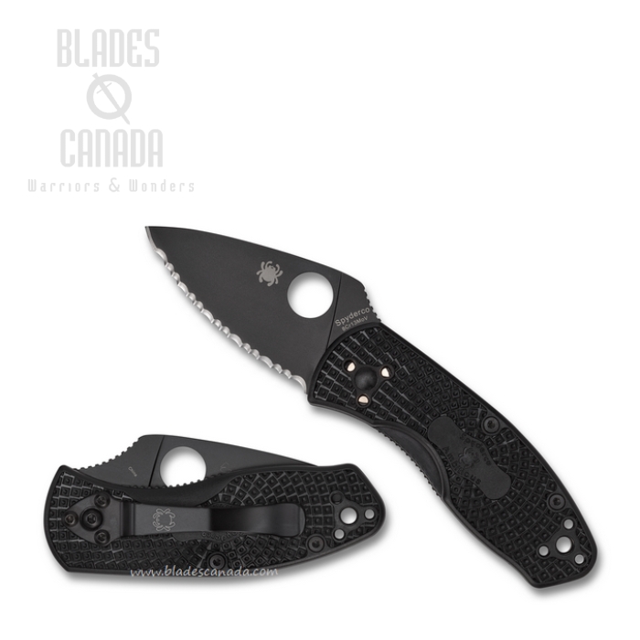 Spyderco Ambitious Lightweight Folding Knife, Black Serrated Blade, FRN Black, 148SBBK