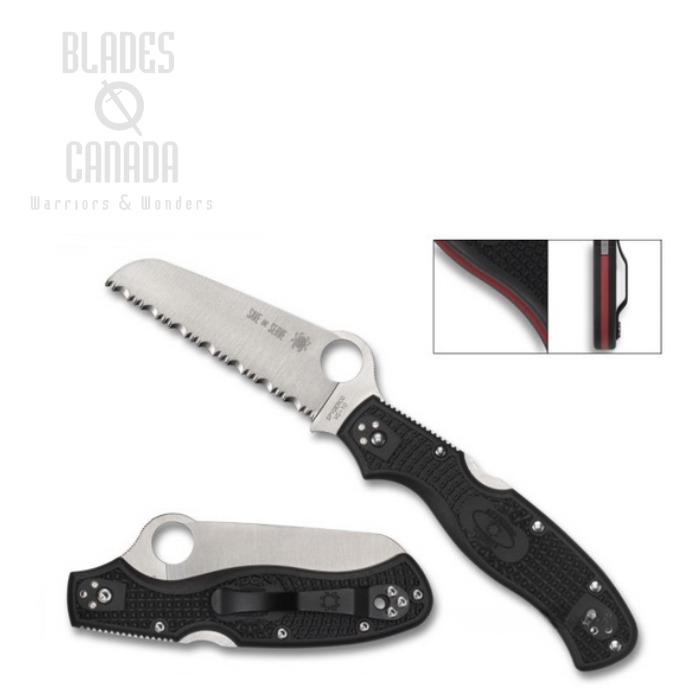 Spyderco Rescue 3 Thin Red Line Folding Knife, VG10, FRN Black, C14FSBKRD3