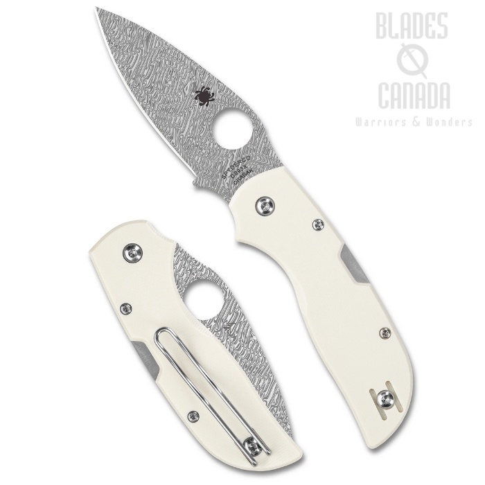 (Coming Soon) Spyderco Chaparral Back Lock Folding Knife, Damasteel, G10 Ivory, C152GPIVD