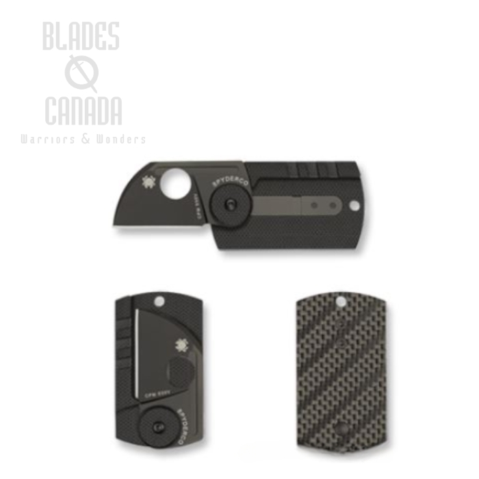 Spyderco Dog Tag Folding Knife, S30V, Carbon Fiber, C188CFBBK
