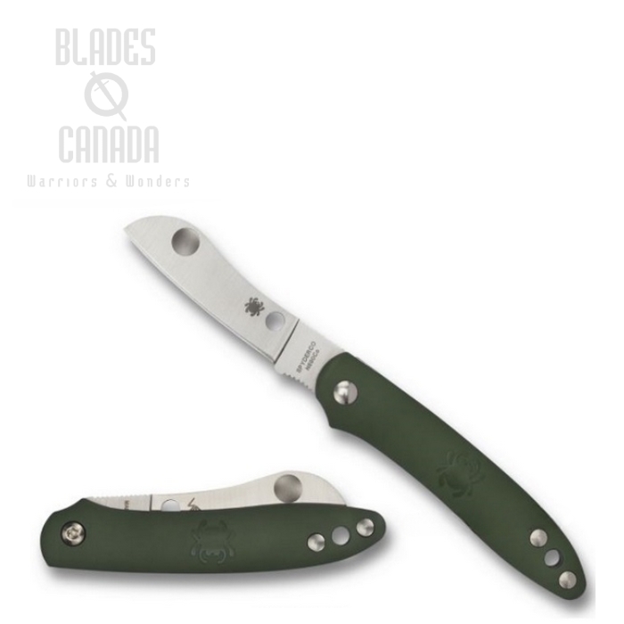Spyderco Roadie Slipjoint Folding Knife, N690Co, FRN Green, C189PGR