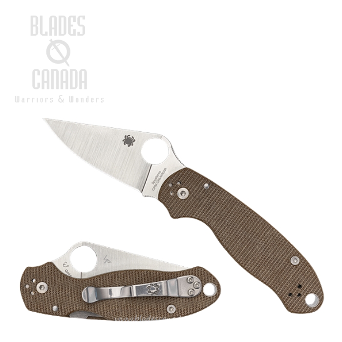 Spyderco Para 3 Folding Knife, CPM Cru-Wear, Micarta Brown, C223MPCW