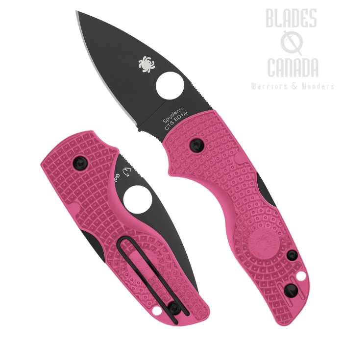 (Coming Soon) Spyderco Lil' Native Lightweight Back Lock Folding Knife, CTS BD1N Black, FRN Pink, C230PPNBK