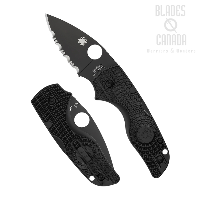 (image for) Spyderco Lil' Native Lightweight Folding Knife, CTS BD1N Serrated, FRN Black, C230SBBK