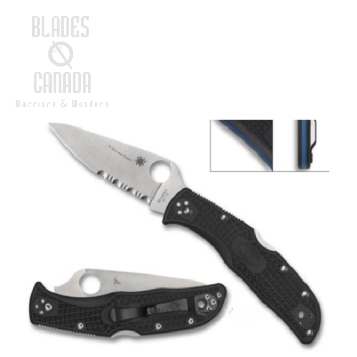 Spyderco Endela Thin Blue Line Folding Knife, VG10, FRN Black, C243FPSBKBL
