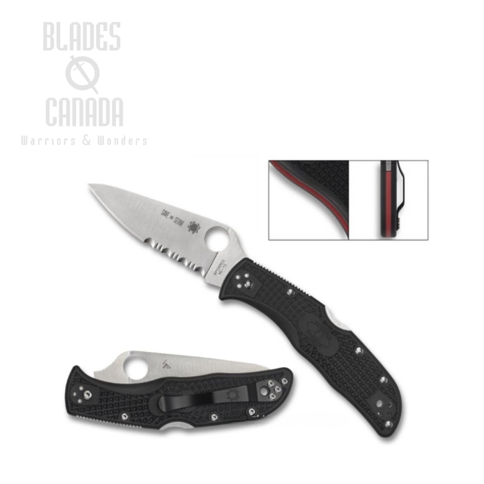 Spyderco Endela Thin Red Line Folding Knife, VG10, FRN Black, C243FPSBKRD