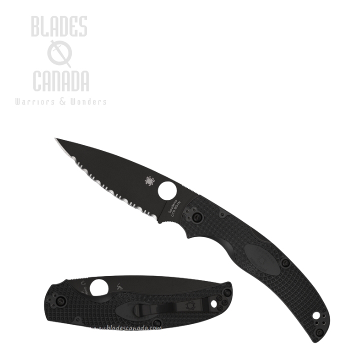 Spyderco Native Chief Lightweight Folding Knife, CTS BD1N Black Serrated, FRN Black, C244SBBK