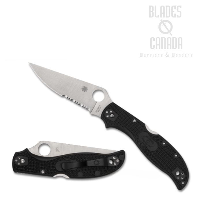 Spyderco Stretch 2 XL Lightweight Folding Knife, VG10 Partially Serrated, FRN Black, C258PSBK
