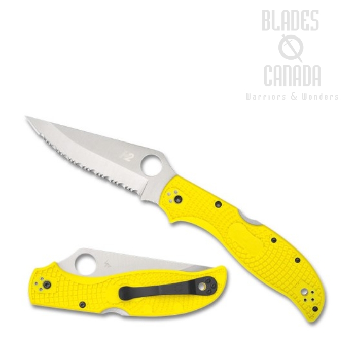 Spyderco Stretch 2 XL Lightweight Salt Folding Knife, H2 Serrated, FRN Yellow, C258SYL