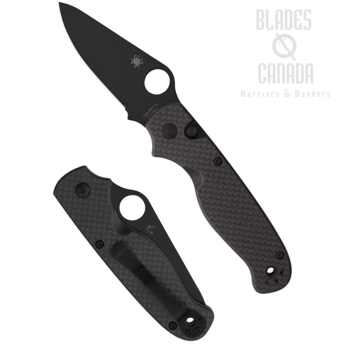 (Coming Soon) Spyderco ButtonUp Button Lock Folding Knife, Stainless Black, Carbon Fiber/G10 Black, C275CFPBK