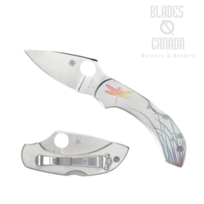 Spyderco Dragonfly SS Tattoo Folding Knife, VG10, Stainless Handle, C28PT