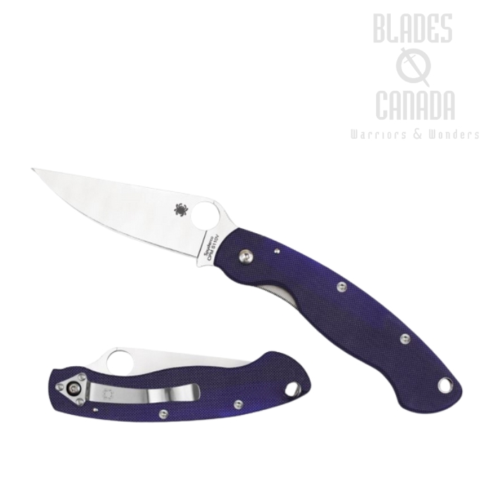Spyderco Military Folding Knife, S110V, G10 Blue, C36GPDBL