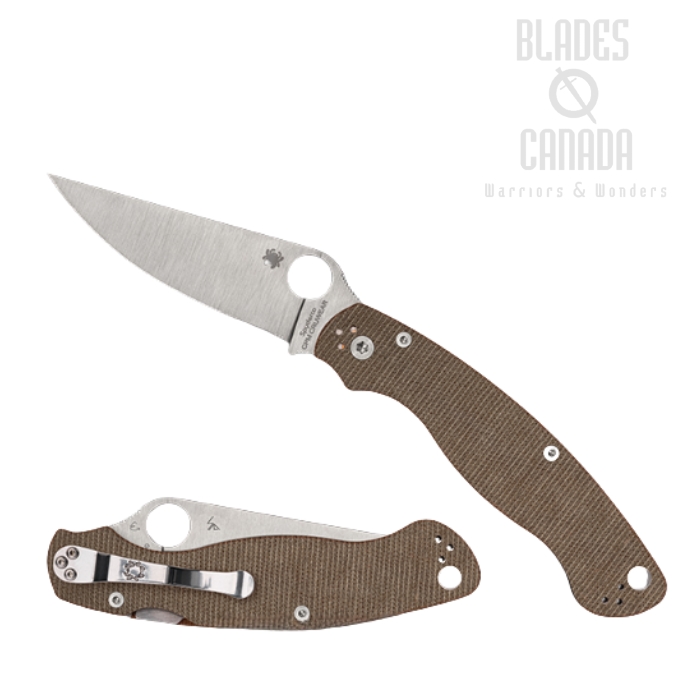 Spyderco Military 2 Folding Knife, CPM Cru-Wear, Micarta Brown, C36MPCW2