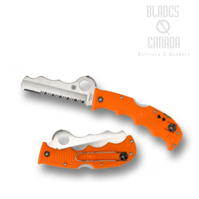 Spyderco Rescue Assist Folding Knife, VG10, FRN Orange, Glass Breaker, C79PSOR