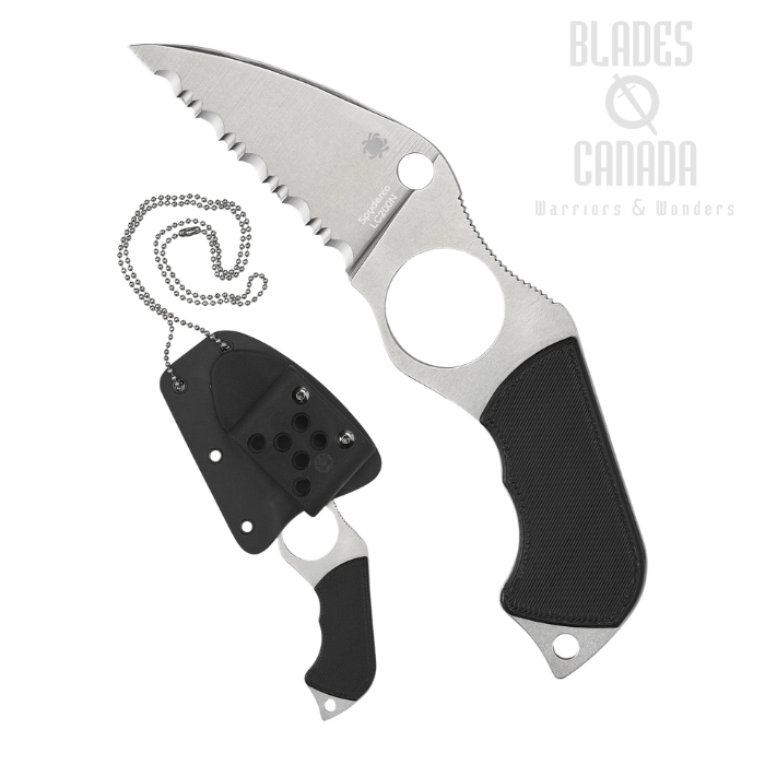 Spyderco Swick Fixed Blade Knife, LC200N Serrated, G10, FB14S6