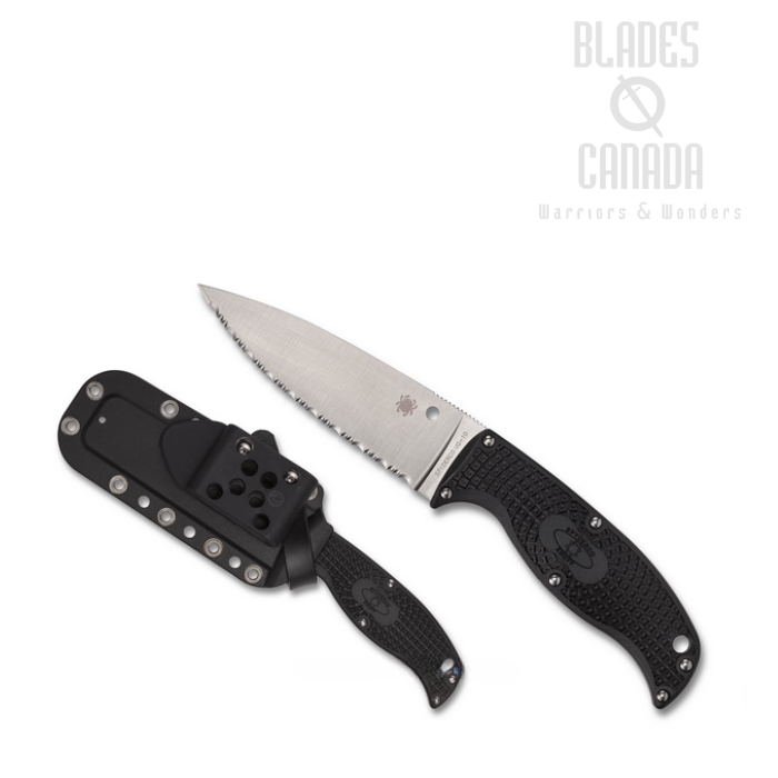Spyderco Enuff 2 Fixed Blade Knife, VG10 Serrated, FRN Black, FB31SBK2