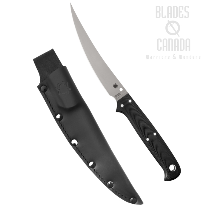 (Coming Soon) Spyderco Shelter Cove Fixed Blade Knife, Stainless Blade, G10 Black, Leather Sheath, FB52GP