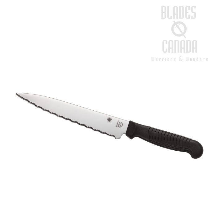 Spyderco Utility Kitchen Knife Serrated, MBS-26 Steel, Polypropylene Handle, K04SBK