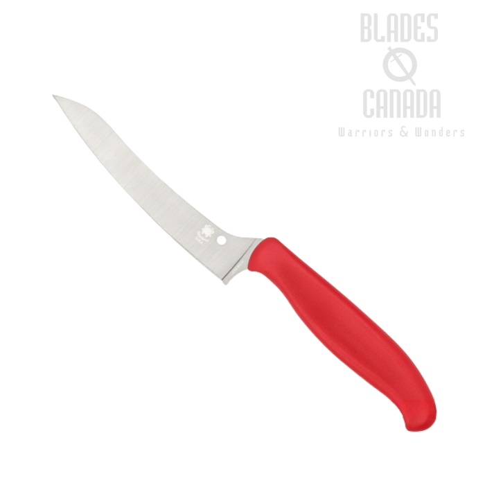 Spyderco Z-Cut Pointed Kitchen Knife, CTS BD1N, Red Handle, 14PRD