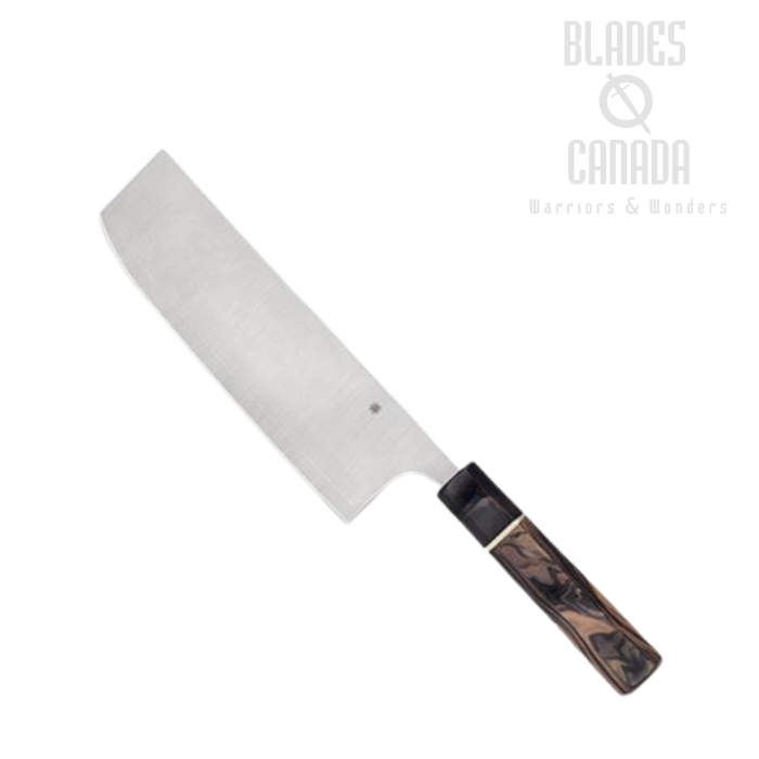 Spyderco Itamae Nakiri Kitchen Knife, Super Blue/SUS410 Steel, Burl G10, K17GPBNBK